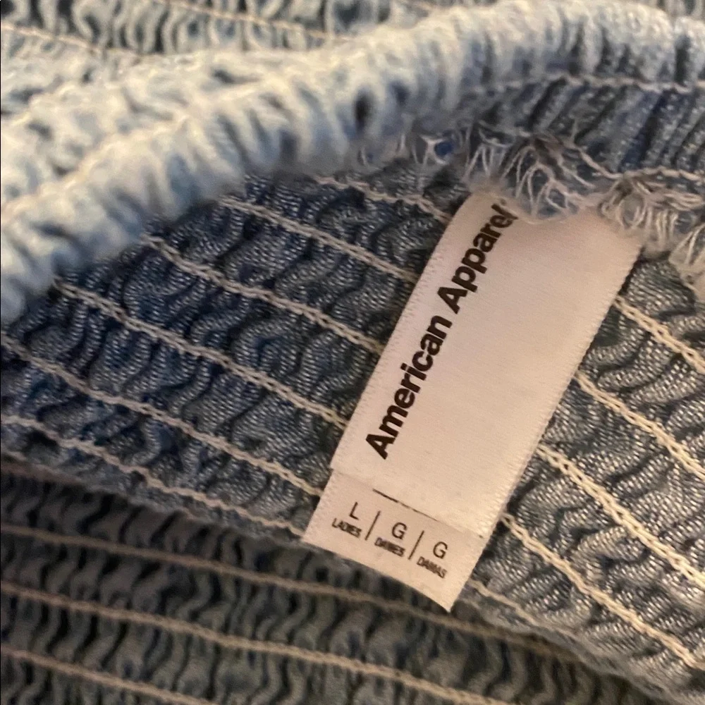 American Apparel Light Wash Smocked Denim Romper - Picture 4 of 4